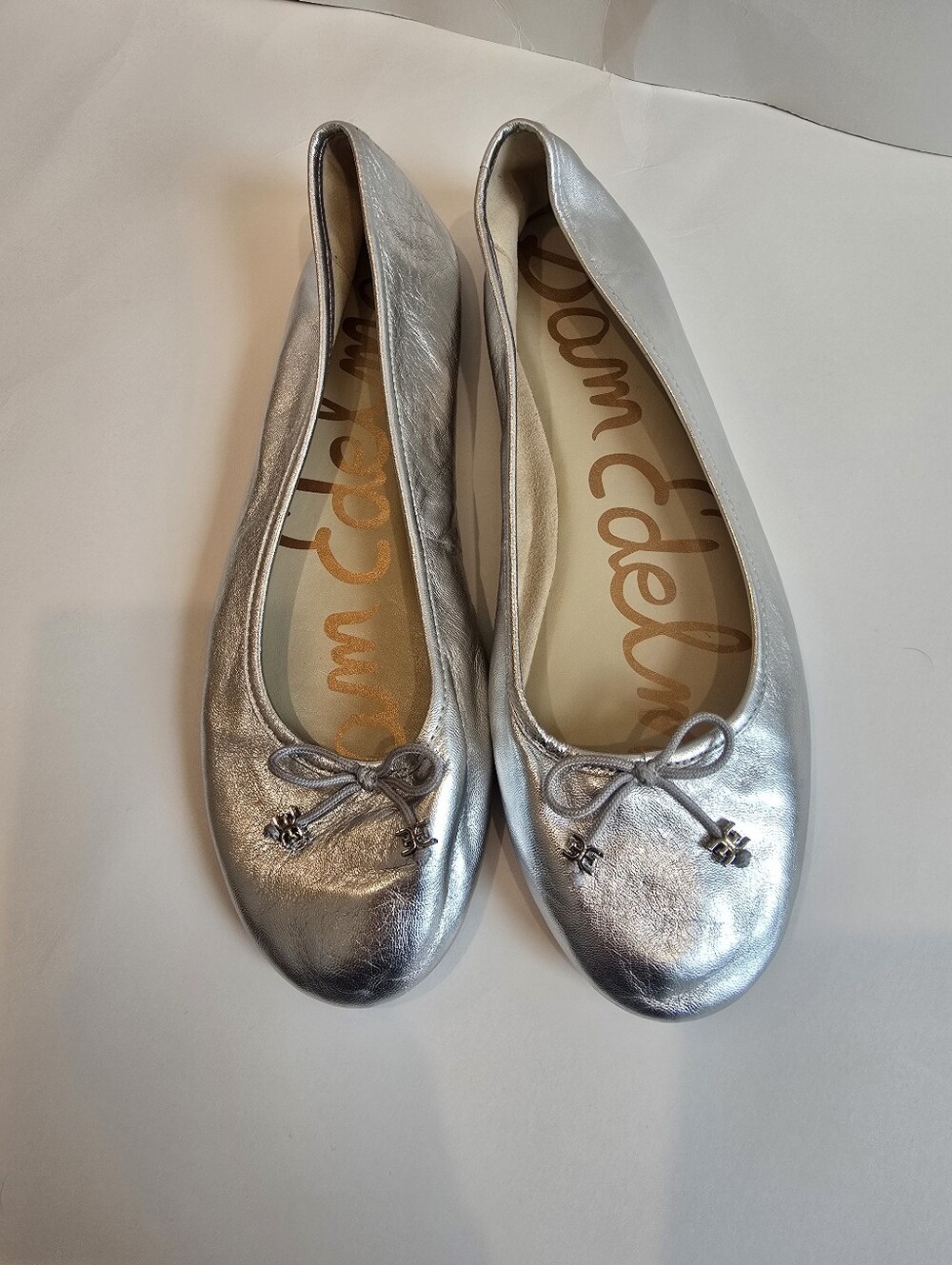 Sam Edelman Metallic Silver Leather Ballet Flats, Size 11